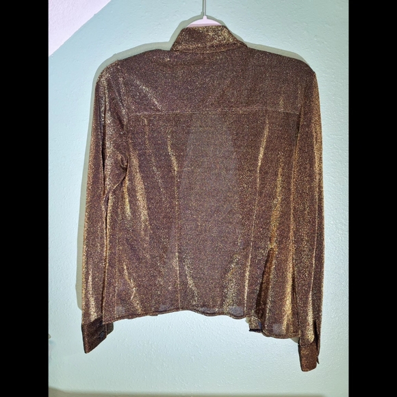 Casual Corner Gold Glitter Tank Top With See Thru Sweater - Picture 5 of 5